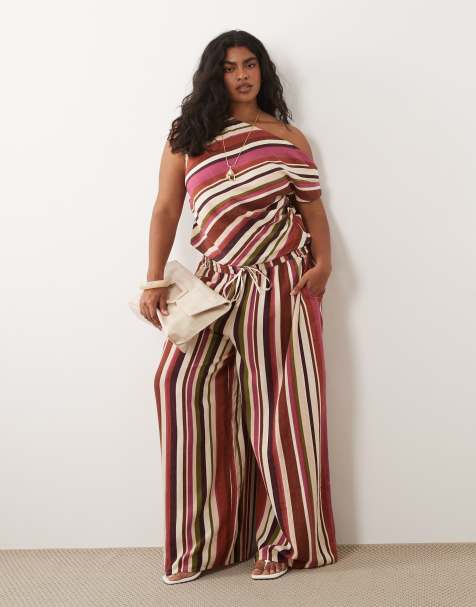 Nobody's Child Plus – Elstow – Rosarandiga byxor med medelhög midja med dragsko och slits vid fållen, del av set - view 1