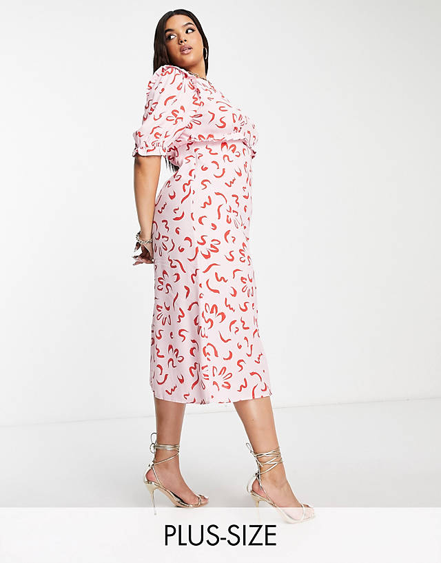 Nobody's Child Plus - felicia squiggle print dress in pink