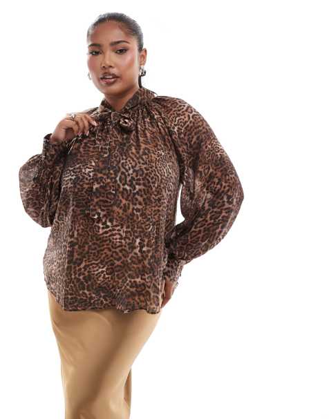 Nobody's Child Plus Goldie printed blouse in leopard - view 1