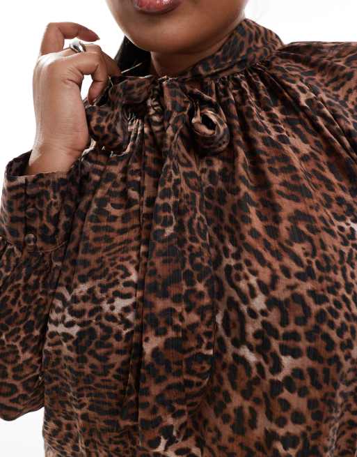 Nobody's Child Plus Goldie printed blouse in leopard