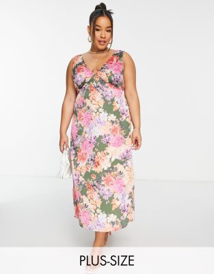 Nobody's Child Plus - Helena - Vestito sottoveste con stampa a fiori multicolore