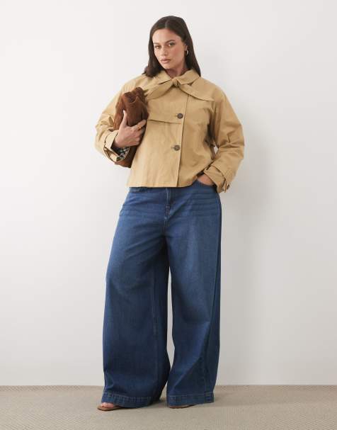 Nobody's Child Plus high tie neck cropped trench in camel - view 1