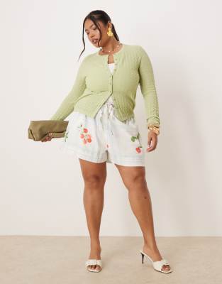 Jen - Short à carreaux et imprimé fruits-Multicolore 46