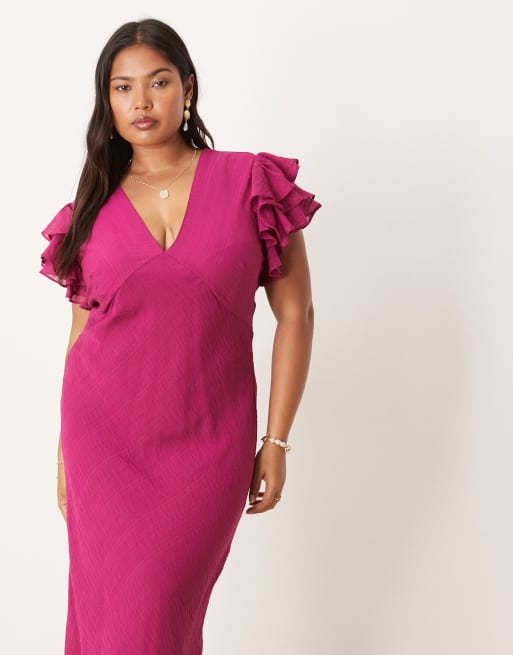 chinese dress ladies Long Sleeve Metallic Jersey Mini Dress in Rose Pink - 2 main image 0