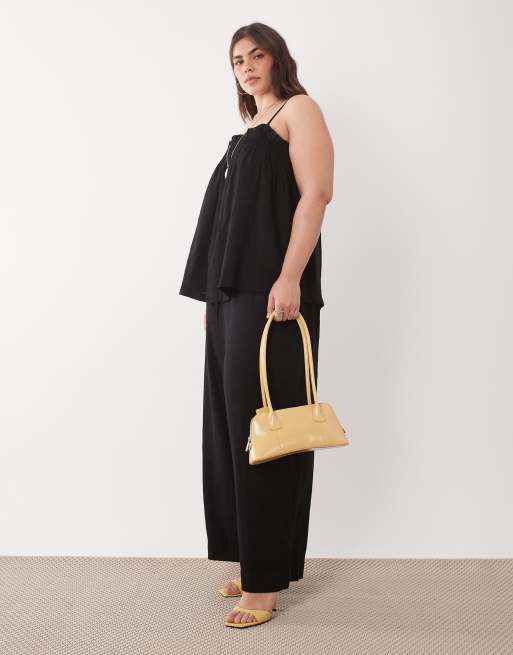 Nobody's Child Plus linen tie waist casual trouser co-ord in black, 2 of 5