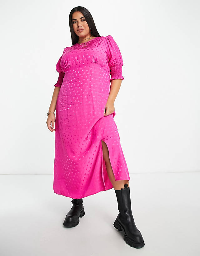 Nobody's Child Plus - luna jacquard spot midi dress in pink