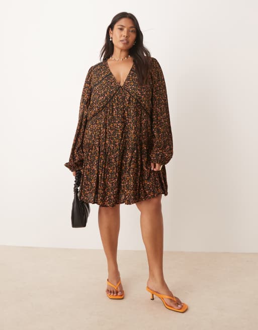 Nobody's Child Plus - Marley - Robe courte bohème à fleurs avec col V - Foncé, 2 de 4