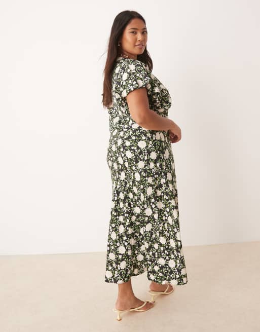 Nobody's Child Plus - Martha - Robe rétro mi-longue à imprimé fleurs - Noir, 2 de 4
