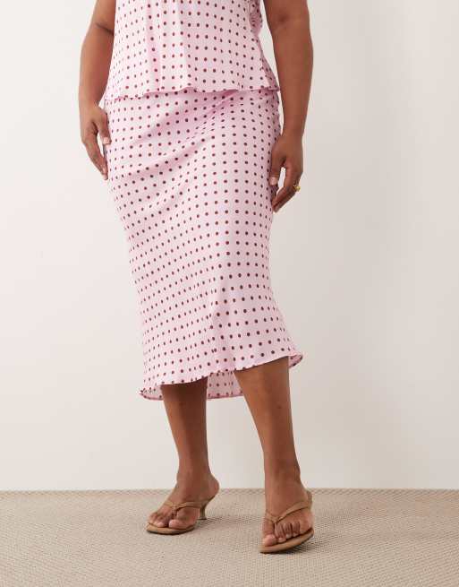 Nobody's Child Plus – Midirock in Rosa mit Polka Dots und elastischem, mittelhohem Bund, Kombiteil, 4 von 5