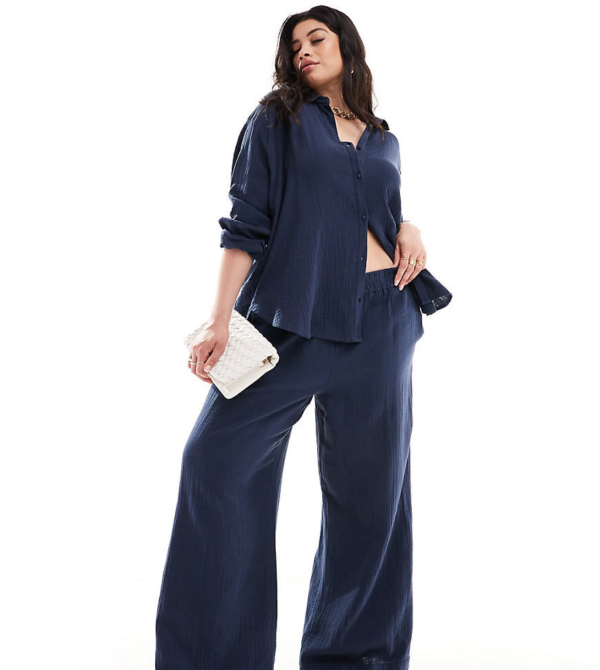 Nobody’s Child Plus Misha wide leg trouser co-ord in navy