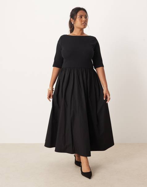 Nobody's Child Plus Penni scoop back midi dress in black