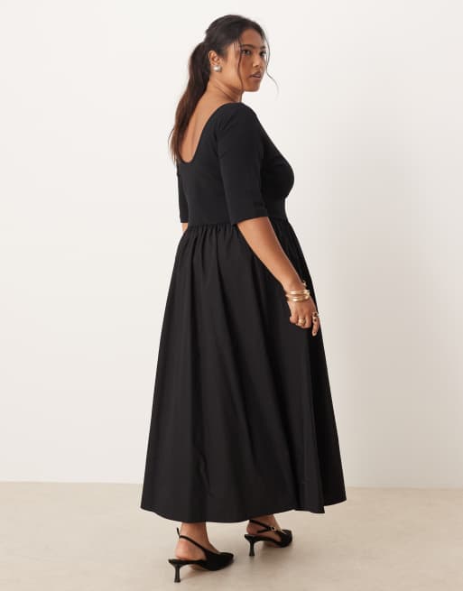 Nobody's Child Plus Penni scoop back midi dress in black, 2 of 4