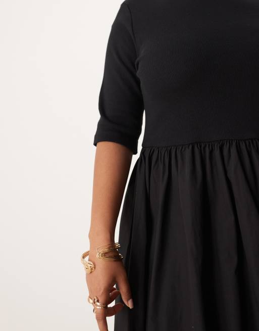 Nobody's Child Plus Penni scoop back midi dress in black, 3 of 4