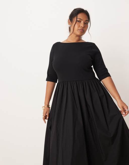 Nobody's Child Plus Penni scoop back midi dress in black, 4 of 4