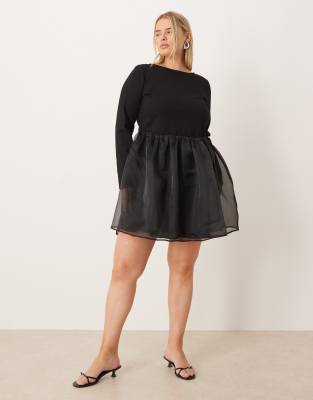 Nobody's Child Plus Penny scoop neck mini dress in black