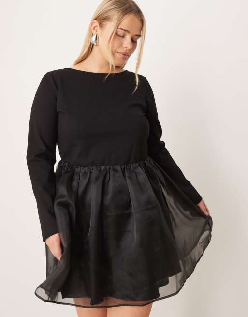 Nobody's Child Plus Penny scoop neck mini dress in black