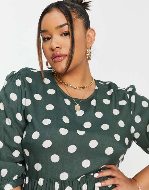 Olive green store polka dot dress