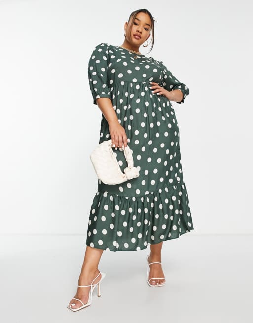 Olive green sale polka dot dress