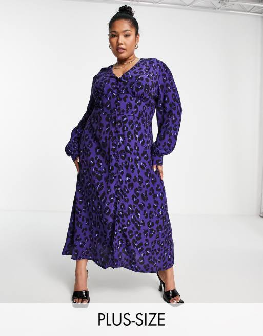 Nobody's Child Plus – Siri – Kleid mit Tierfellmuster in Blau