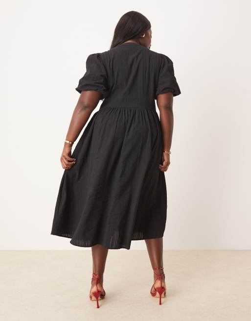 Nobody's Child Plus - Starlight - Robe mi-longue en crépon - Noir, 3 de 4
