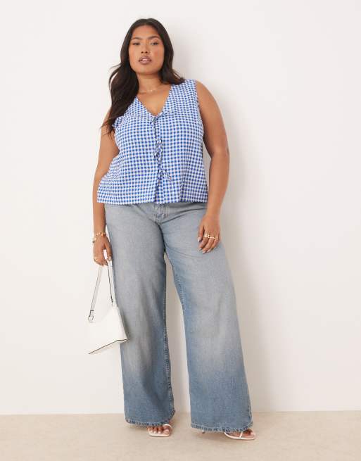 Nobody's Child Plus Tessa tie detail sleeveless top in blue