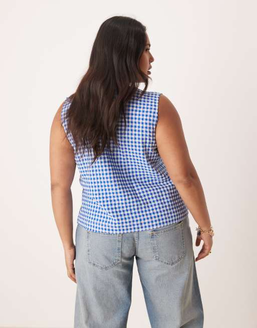 Nobody's Child Plus Tessa tie detail sleeveless top in blue