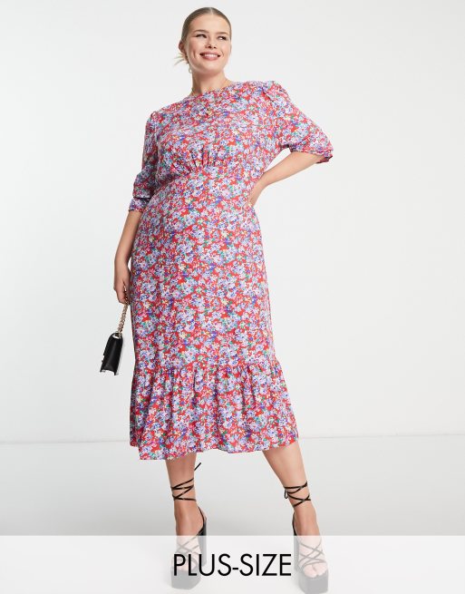 Nobody's Child Plus tiered tea maxi dress in bright floral | ASOS