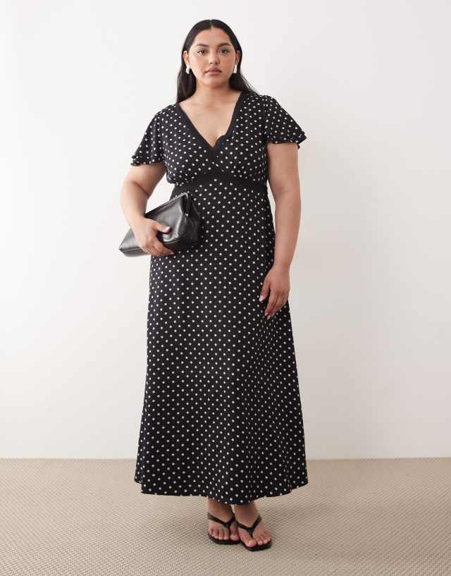 plus size black polka dot dress Nobody's Child - Midi - Women - Viscose - 16 US catching polka dot maxi group:K2074-PL Vintage Halter V Neck Color:Royal Navy