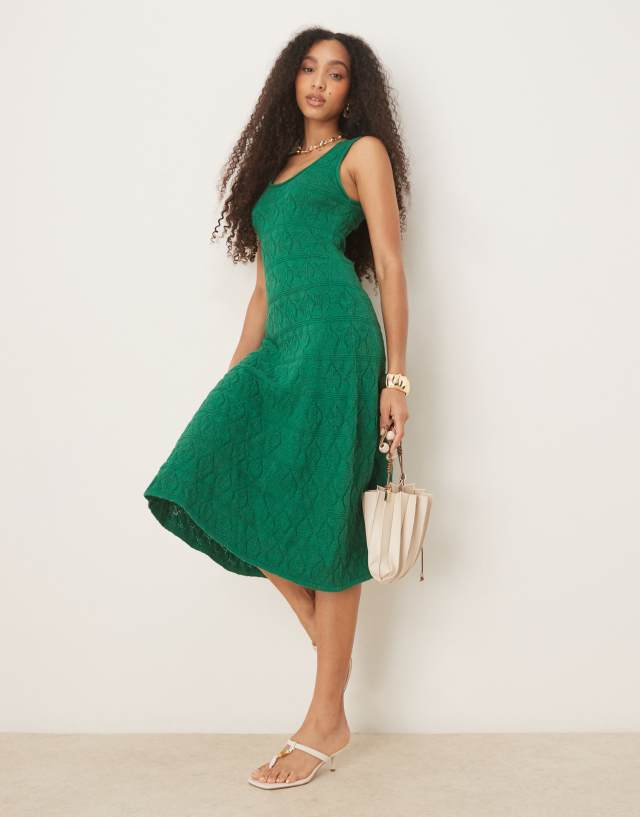 green tank midi dress Nobody's Child pointelle in silver Latin dance dress