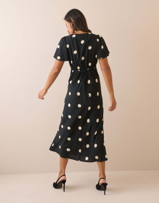 Nobody's Child Polka dot cheryl midi dress in black, 2 of 5