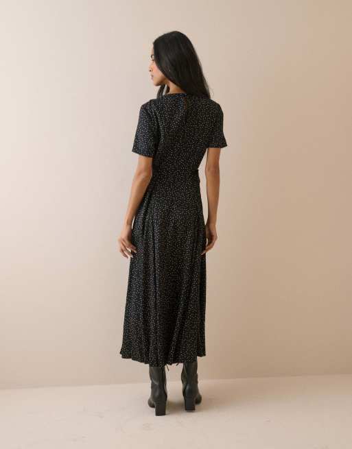 Nobody's Child Polka dot gaia maxi dress in black, 2 of 7