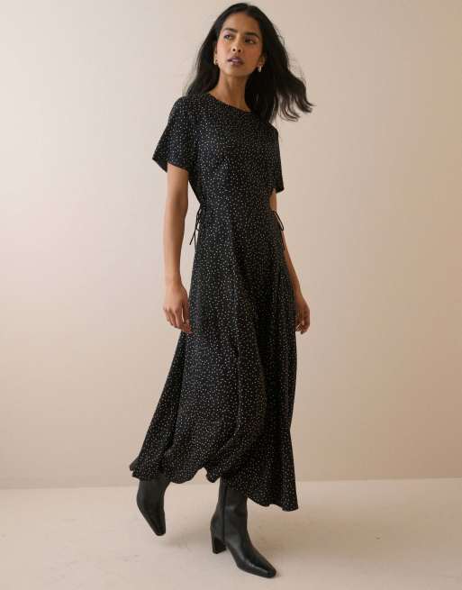 Nobody's Child Polka dot gaia maxi dress in black, 7 of 7