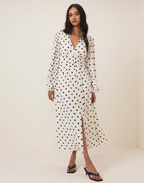 Nobody's Child Polka dot luna midi dress in white - view 1