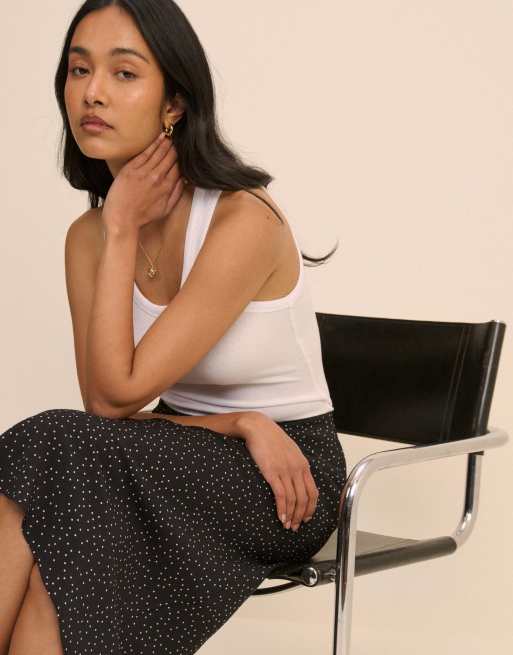 Nobody's Child Polka dot mila midi skirt in black, 5 of 5