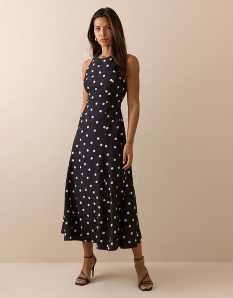 Nobody's Child Polka dot reign midi dress in black - view 1