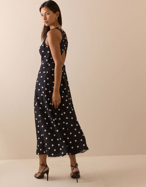 Nobody's Child Polka dot reign midi dress in black, 6 of 6