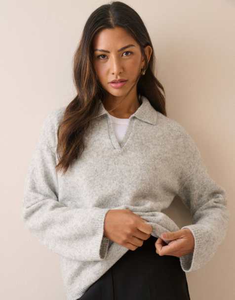 Nobody's Child Polo knitted jumper in grey - view 1