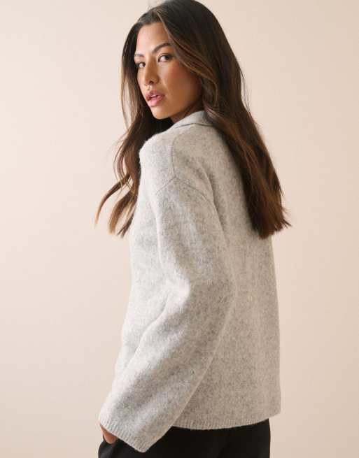 Nobody's Child Polo knitted jumper in grey, 2 of 5