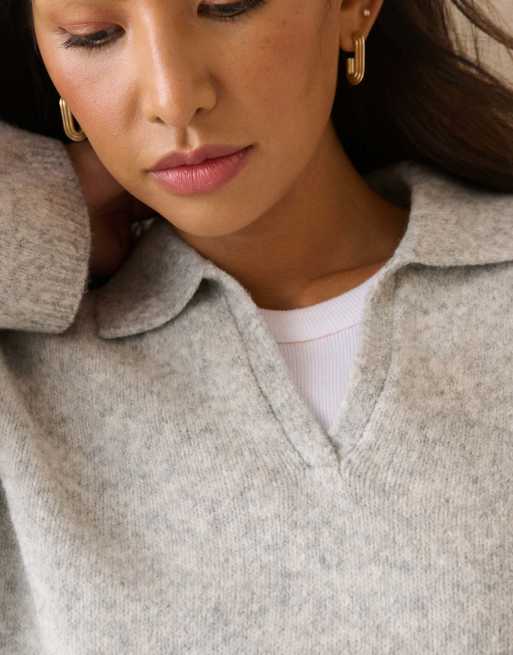 Nobody's Child Polo knitted jumper in grey, 3 of 5