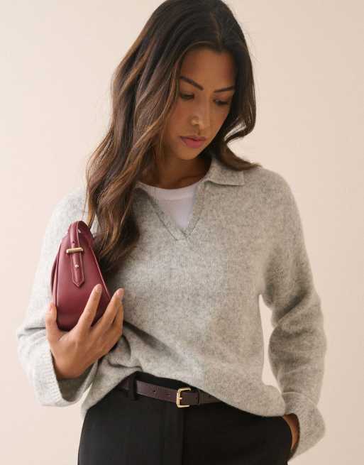 Nobody's Child Polo knitted jumper in grey, 4 of 5