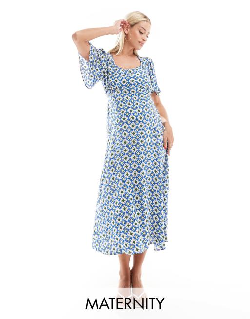 Nobody's Child Premaman - Dede - Vestito midi con stampa geometrica e maniche svasate