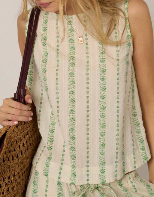 Nobody's Child Printed linen-blend swing top in white, 4 of 4