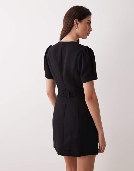 Nobody's Child puff sleeve tailored mini dress in black, 4 of 4