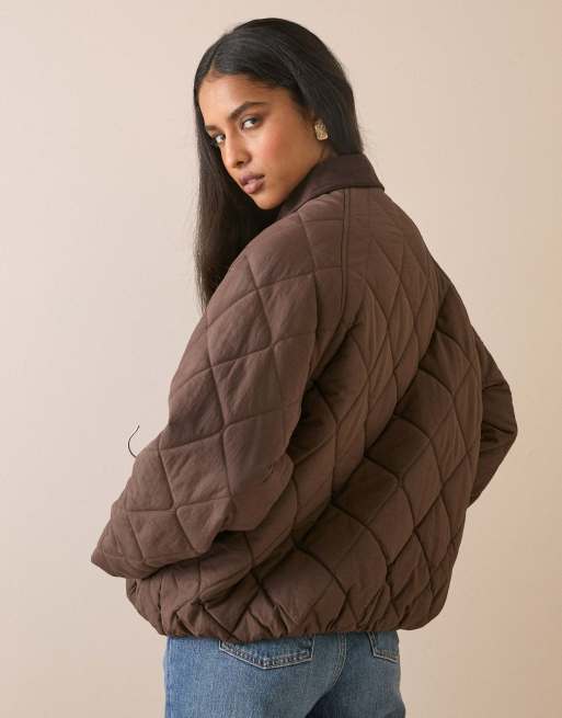 Nobody's Child Quilted blouson bomber jacket in chocolate, 2 of 5