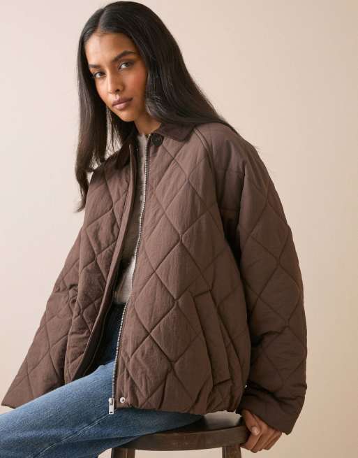 Nobody's Child Quilted blouson bomber jacket in chocolate, 3 of 5