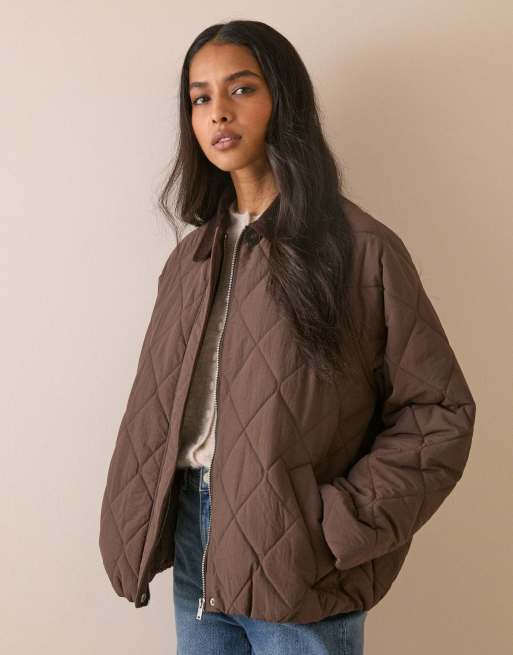 Nobody's Child Quilted blouson bomber jacket in chocolate, 5 of 5