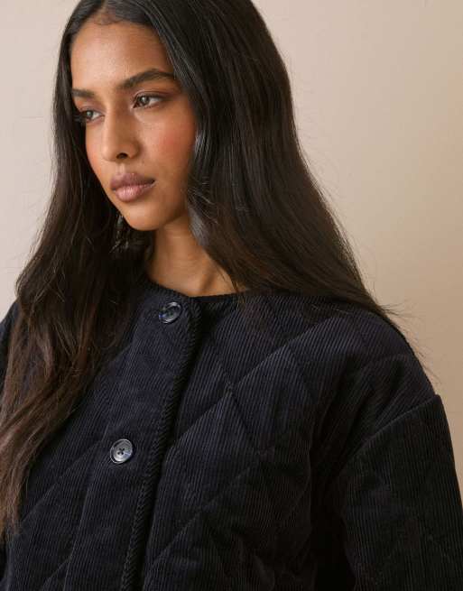 Nobody's Child Quilted cord jacket in navy, 3 of 5
