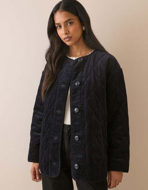 Nobody's Child Quilted cord jacket in navy, 4 of 5