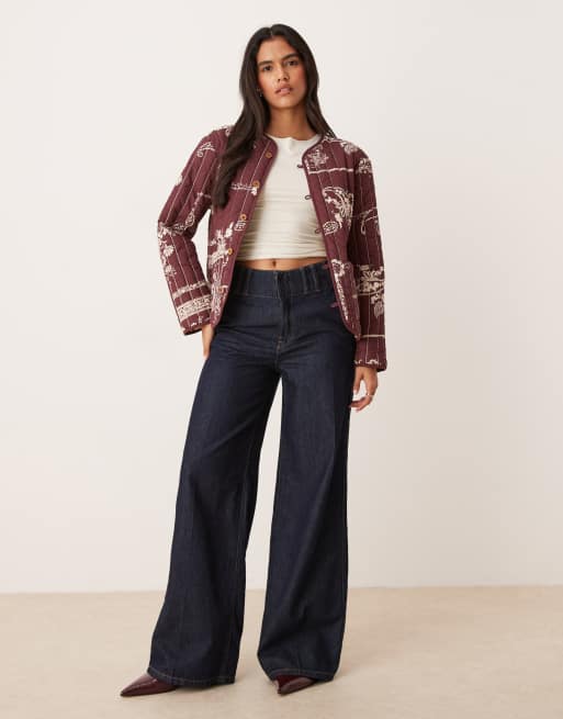 Nobody's Child quilted jacket in burgundy paisley print, 2 of 4