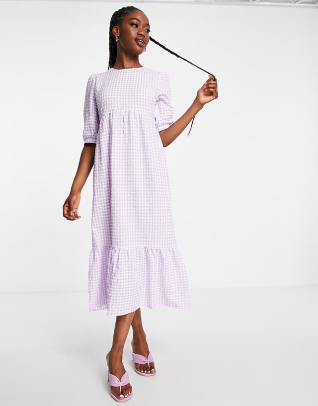 Nobody's Child Rachel checked midi dress in lilac